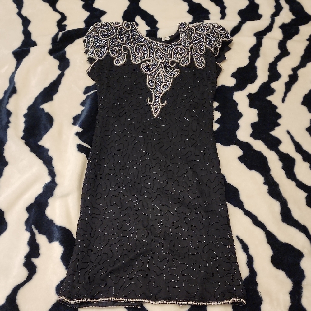 Elegant Black Beaded Dress